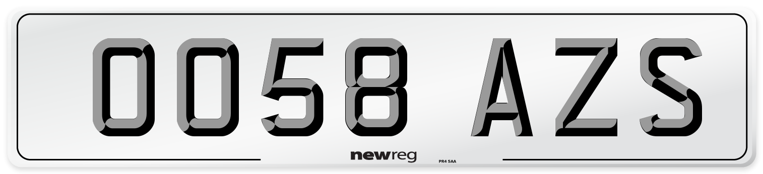 OO58 AZS Number Plate from New Reg